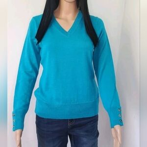 Charter Club Women's Blue Merino Wool Blend Sweater